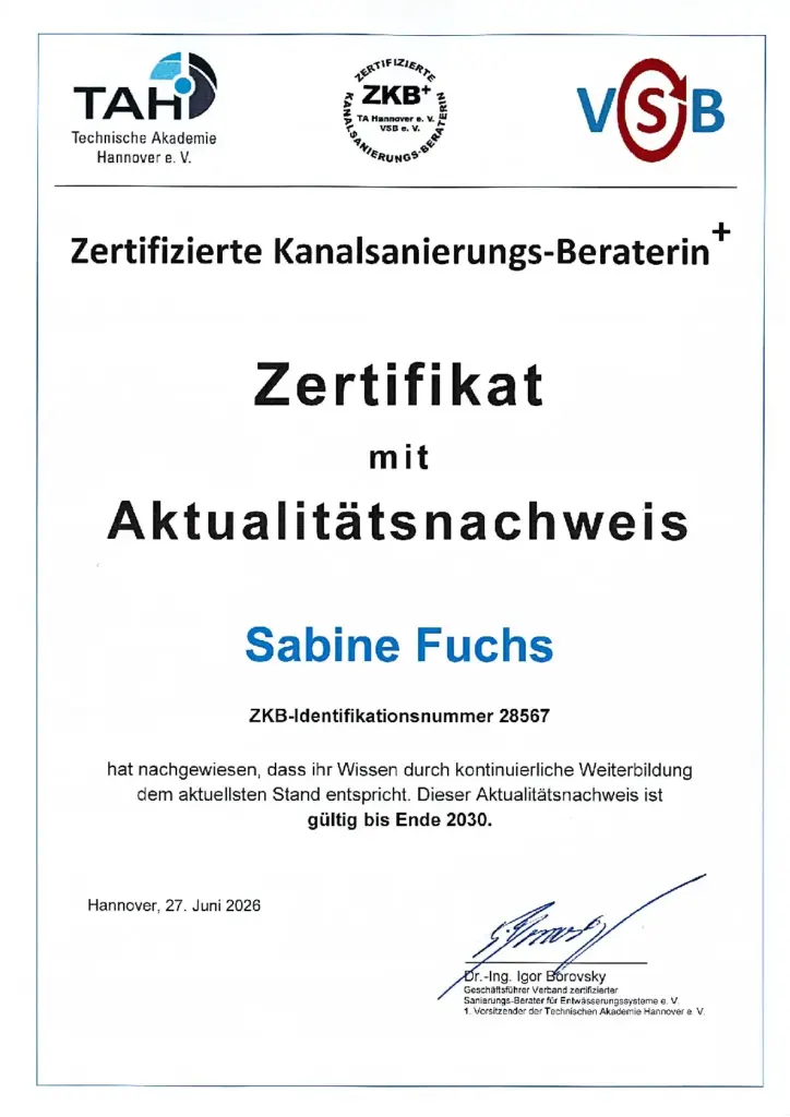 Zertifikat Aktualitätsnachweis